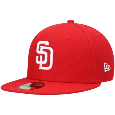 New Era Red San Diego Padres White Logo 59fifty Fitted Hat