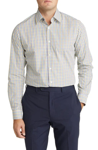 Duchamp Tailored Fit Check Dress Shirt In White/ Multi