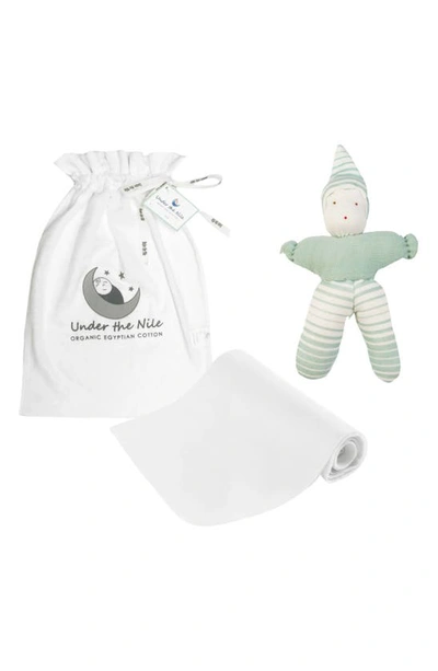 Under The Nile Babies' Waldorf Organic Cotton Blanket & Plush Toy Set In Sea Breeze