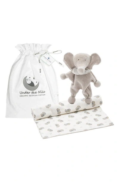 Under The Nile Babies' Organic Cotton Swaddle Blanket & Toy Set In Grey