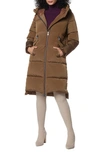 Andrew Marc Palma Shimmer Water Resistant Hooded Down Puffer Jacket In Sepia