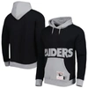 Mitchell & Ness Men's  Black, Silver Las Vegas Raiders Big And Tall Big Face Pullover Hoodie In Black