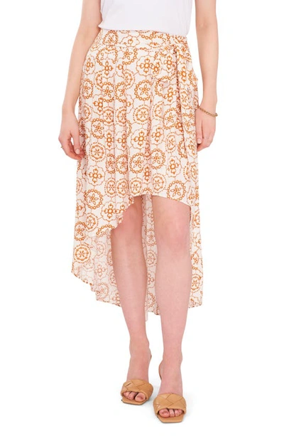 Vince Camuto Women's Printed Side-tie High-low Skirt In White/gold Geo
