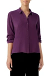 Eileen Fisher Classic Collar Easy Silk Button-up Shirt In Swtpl