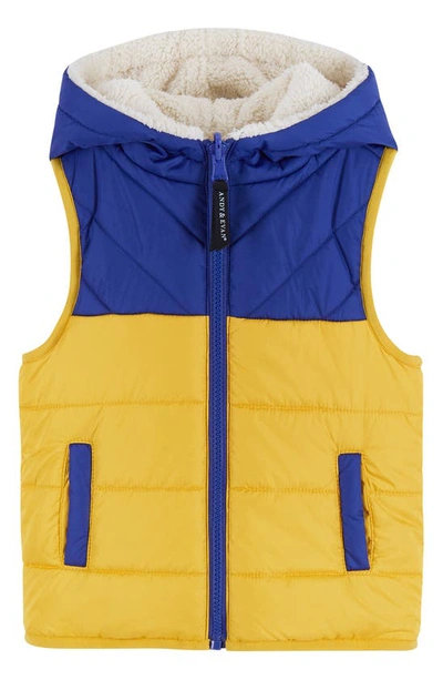 Andy & Evan Kids' Colourblock Reversible Waistcoat In Blue/ Yellow