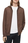 Allsaints Mode Slim Fit Merino Wool Zip Hoodie In Light Coco Brown Marl