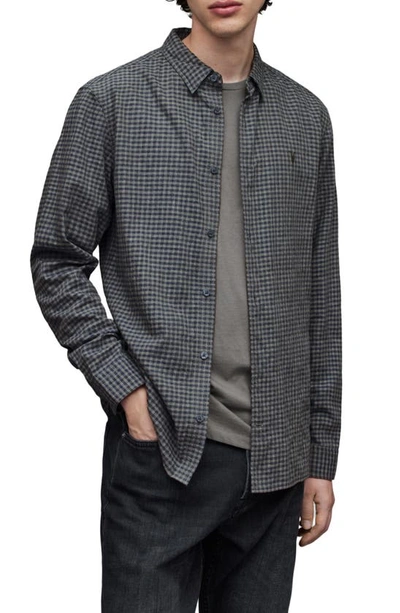Allsaints Delancey Long Sleeve Button-up Shirt In Charcoal