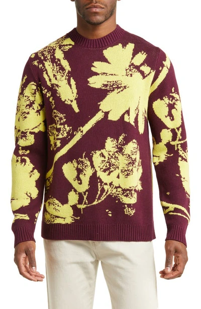 Saturdays Surf Nyc Greg Solar Flower Cotton & Cashmere Sweater In Grape Wine