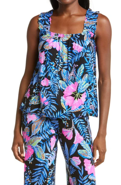 Lilly Pulitzer Damalia Knit Pajama Tank In Onyx Earned Stripes