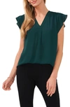 Chaus Flutter Sleeve Blouse In Jasper Green