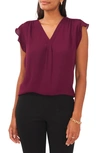 Chaus Flutter Sleeve Blouse In Mulberry