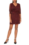 Chaus Cold Shoulder Smocked Waist Dress In Black/ Red