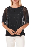 Chaus Beaded Overlay Jersey Top In Black