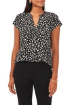 Chaus Split Neck Georgette Blouse In Black/ White