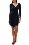 Chaus Bead Detail Long Sleeve Velvet Dress In Jbs Navy