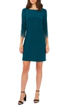 Chaus Beaded Sleeve Sheath Dress In Neo Emerald