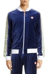 Casablanca Laurel Velour Track Jacket In Navy Laurel