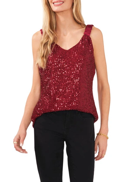 Vince Camuto Sequin Satin Strap Tank In Red