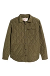 Schott Quilted Down Shirt Jacket In Olive