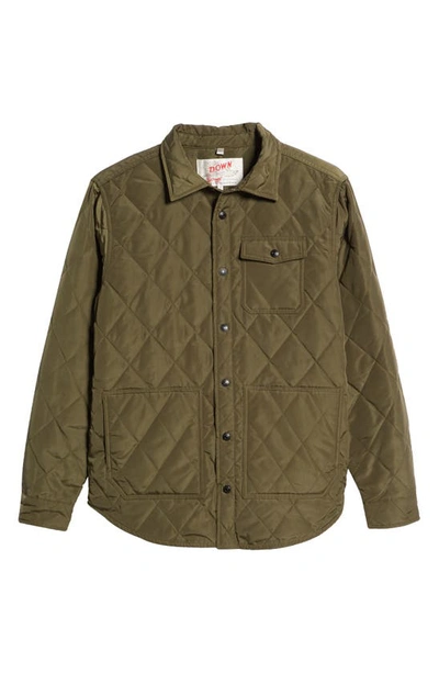 Schott Quilted Down Shirt Jacket In Olive