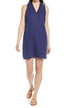 Tommy Bahama Two Palms Ruffle V-neck Linen A-line Dress In Island Navy