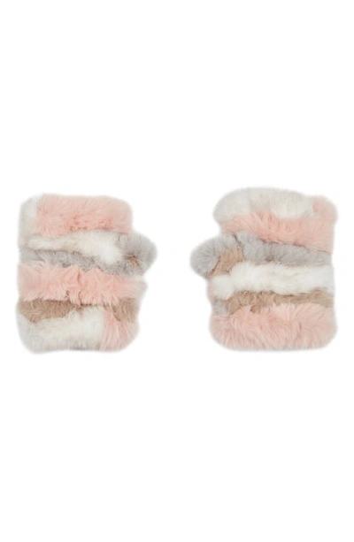 Jocelyn Faux Fur Fingerless Mittens In Pastel Multi
