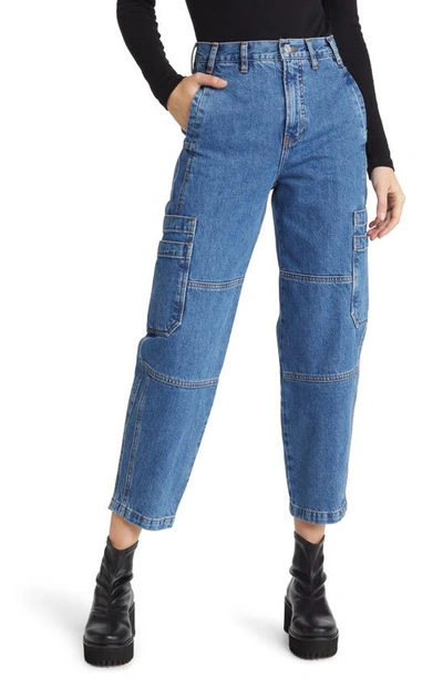 Frame Cropped High-rise Utility Jeans In Blue