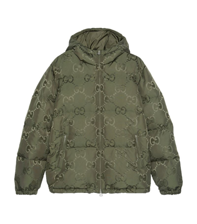 Gucci Jumbo Gg Canvas Down Jacket In Green