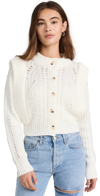 English Factory Cable Knit Cardigan Sweater In Ivory