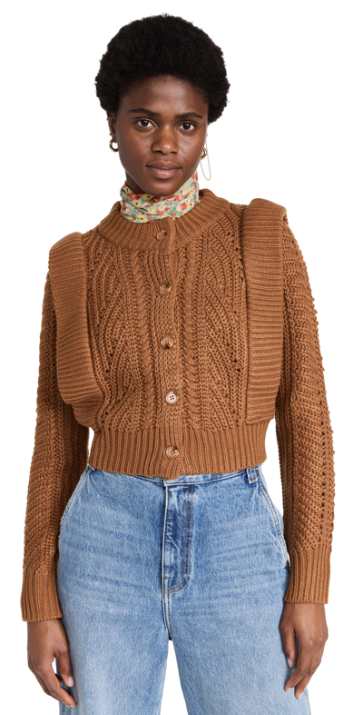 English Factory Chunky Cardigan In Camel