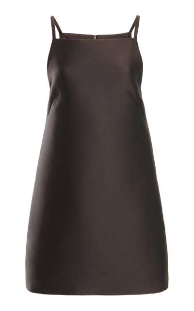Valentino Square-neck Silk Mini Dress In Ebony