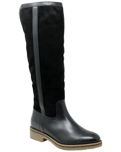 Charles David Yarn Suede & Leather Boot In Black