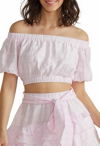 MINKPINK Nive Cropped Top in Pink White Combo