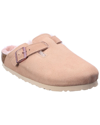 Birkenstock Boston Suede Sfb Womens Pink Clay Slippers In Beige