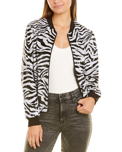 Alice And Olivia Alice + Olivia Lonnie Sequin Bomber Jacket In White