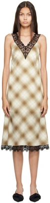 Juneyen Beige Check Minidress In Plaid Check