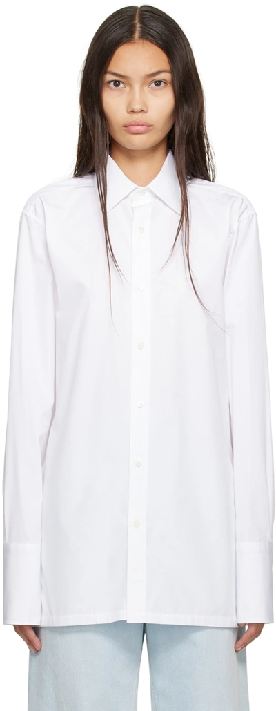 Maison Margiela Long-sleeve Plain Organic Cotton Shirt In White