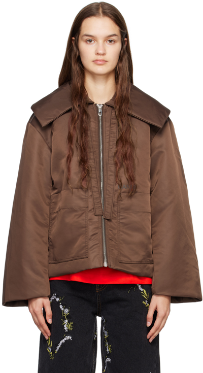 Ganni Brown Big Collar Jacket