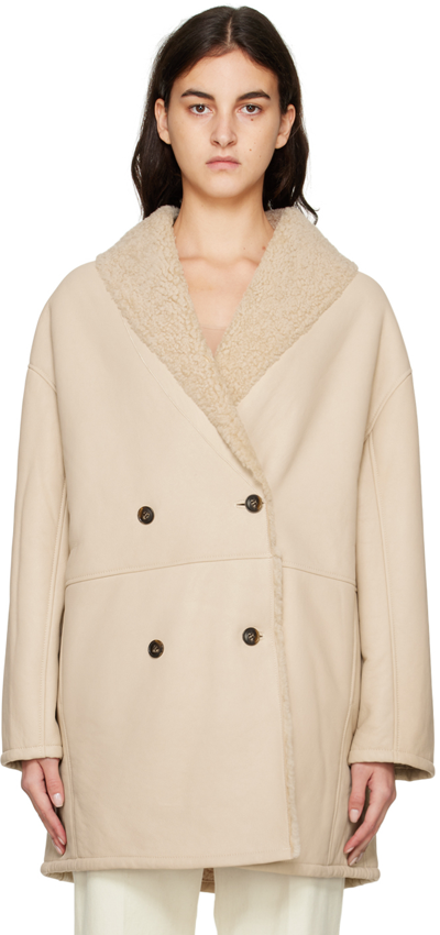 Loulou Studio Leather Coat With Genuine Shearling Lining In Neutrals