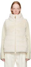 Herno Off-white Lady Waistcoat Faux-fur Down Vest In Chantilly