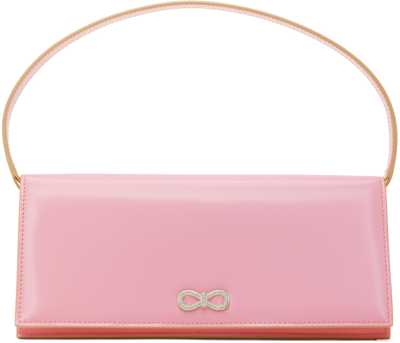 Mach&mach Crystal Bow Patent Leather Baguette Bag In Pink