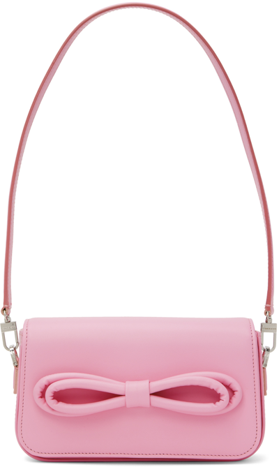 Mach & Mach Puffed Bow Leather Shoulder Bag In Pink
