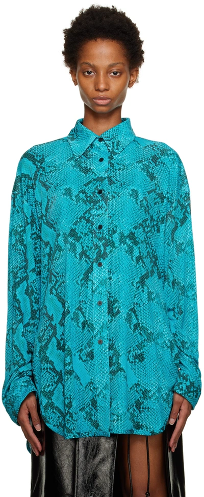 Atlein Blue Snake Print Shirt In C0923 Snake Print Tu