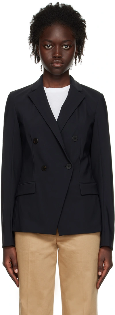 Theory Angled Double Breasted Blazer In Black