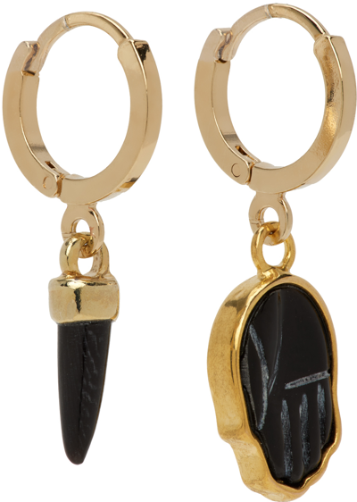 Isabel Marant Gold & Black It's All Right Earrings In 01bk Black