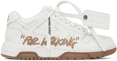 Off-white Out Of Office For Walking Leather Sneakers In White - Camel