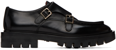 Santoni Side Buckle-fastening Detail Loafers In Black
