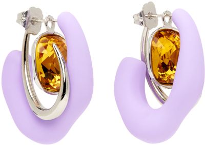 Mounser Silver & Purple Marshmallow Hoop Earrings In Lavendar