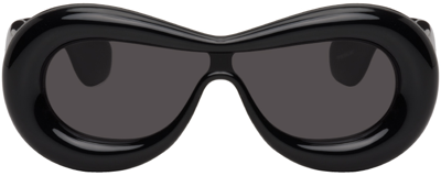 Loewe Beveled Anagram Acetate Oval Sunglasses In Grey