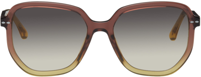 Isabel Marant Round Brown Sunglasses In 0gln Brown Yellow